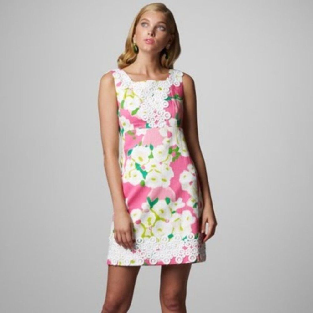 Rare Lilly Pulitzer Adelson Lace Shift Dress Size 4 It Can Be Arranged Floral